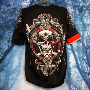 Black Cycling Jersey Small 4ucycling Mens Skull Graphic Short Sleeve Full Zip